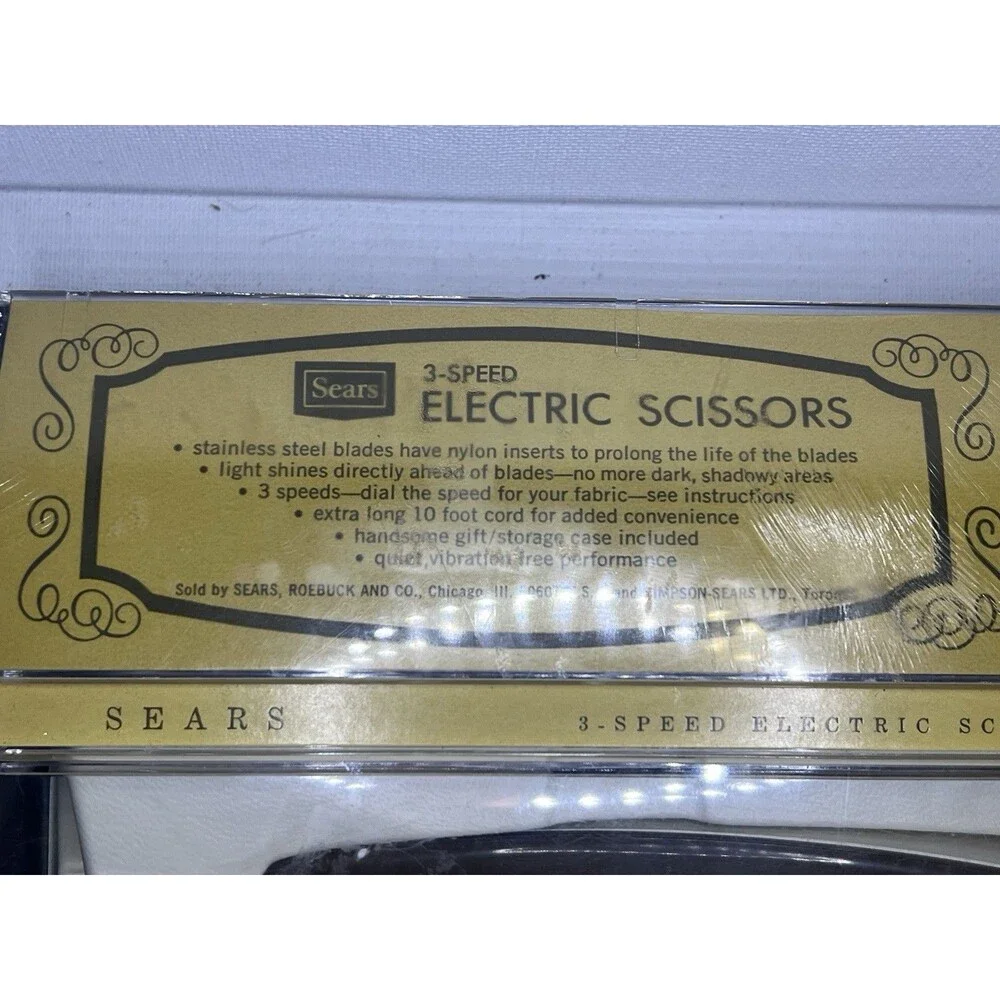 Vintage Sears Electric Scissors 3 Speed Fabric Cutter w Case Model 25-2177